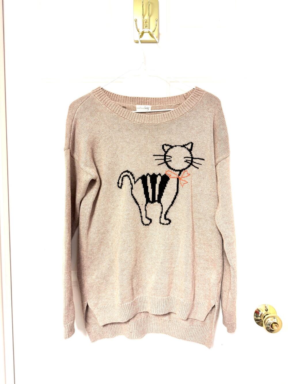 Maison Jules Black Cat Sweater Size Small